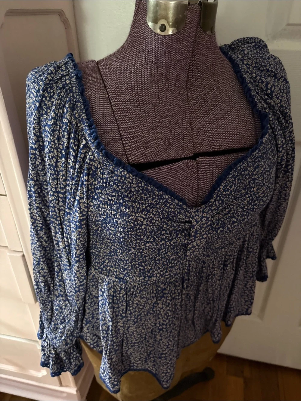 Free People Brittnee Floral Smocked Top L